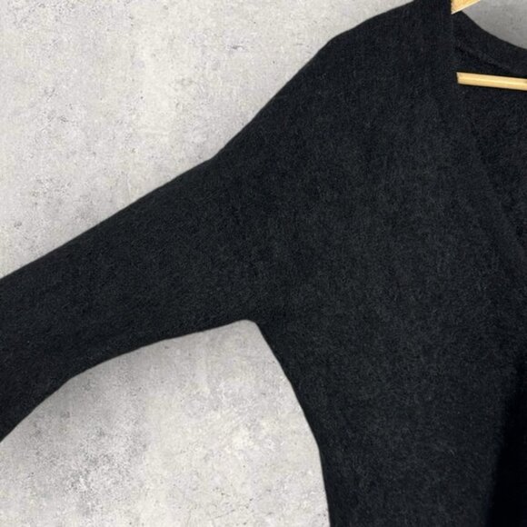 Sezane Black Charles Cardigan Knit Sweater Size Large Mohair V-Neck Merino Wool - Picture 11 of 14
